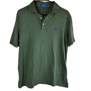Ralph Lauren Polo Shirt Mens Size Medium Soft 100% Cotton Heather Forest Green